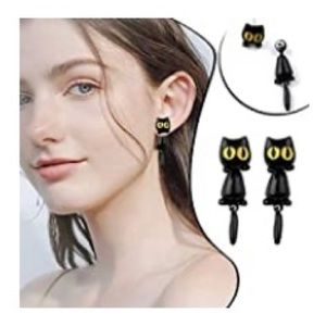NEW🐈‍⬛ Black Cat Dangle Earrings